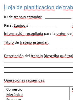 Formulario de plan de trabajo estándar (versión en español)